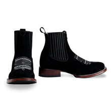 Load image into Gallery viewer, 001 Botín vaquero gamusa - men's boots - 723 Black