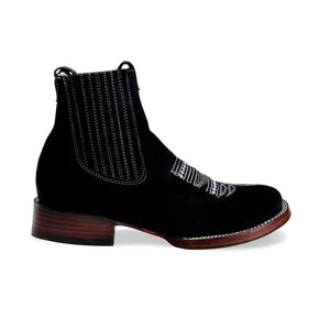 001 Botín vaquero gamusa - men's boots - 723 Black