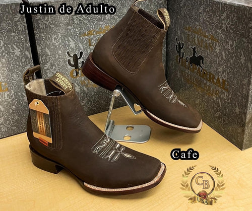0037 Botin rodeo gamusa Justin cafe  - Woman suela caoba