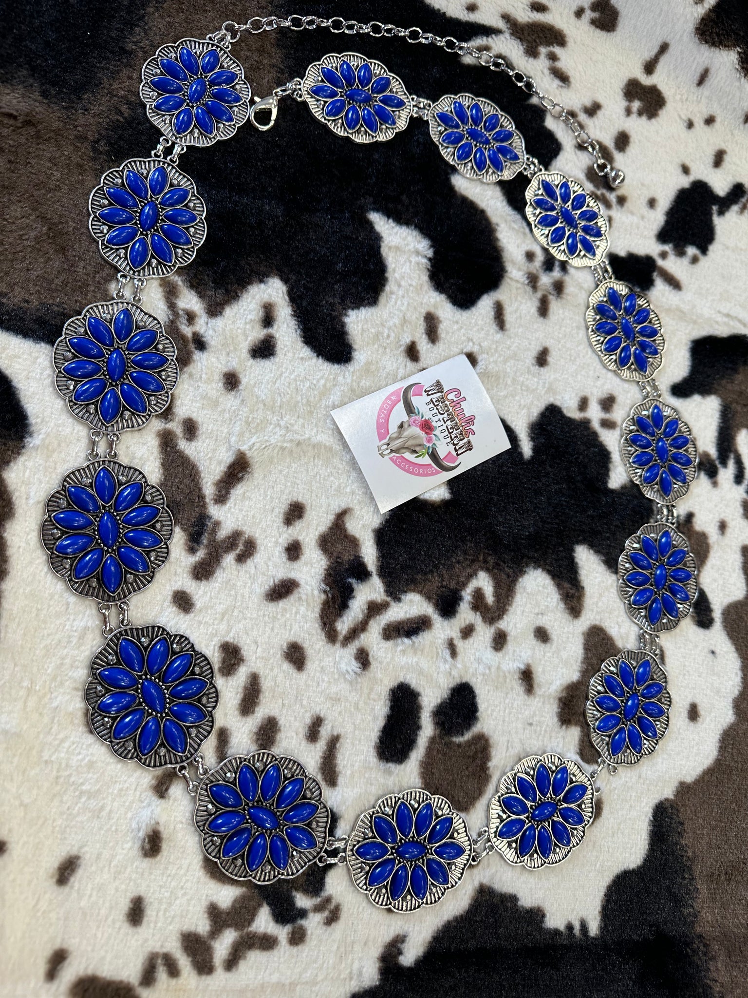 Royal blue chain belt – Los leyva western wear