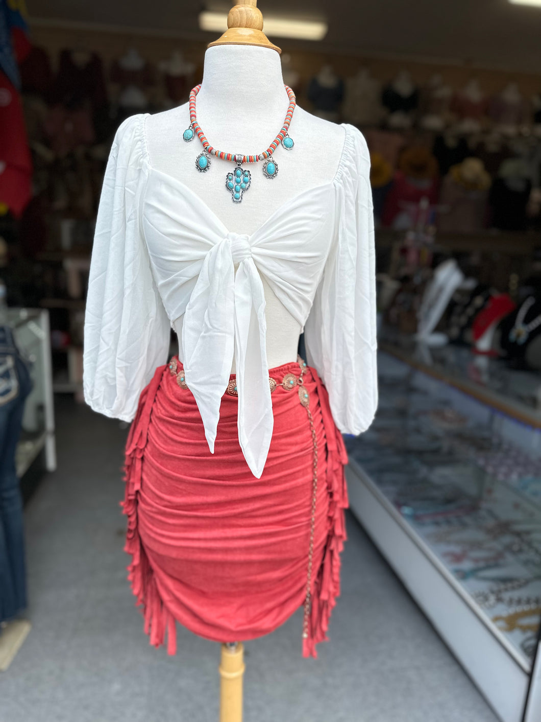 High Waist Fringe Bodycon Skirt