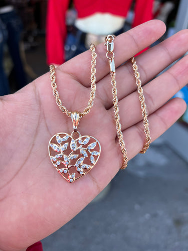 14k plated gold pendant and chain