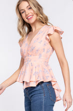 Load image into Gallery viewer, RUFFLE SLEEVE PRINT TOP