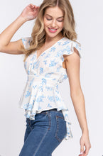 Load image into Gallery viewer, RUFFLE SLEEVE PRINT TOP