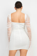 Load image into Gallery viewer, Sweetheart Sheer Long Puff Sleeves Dress( 2 colors)