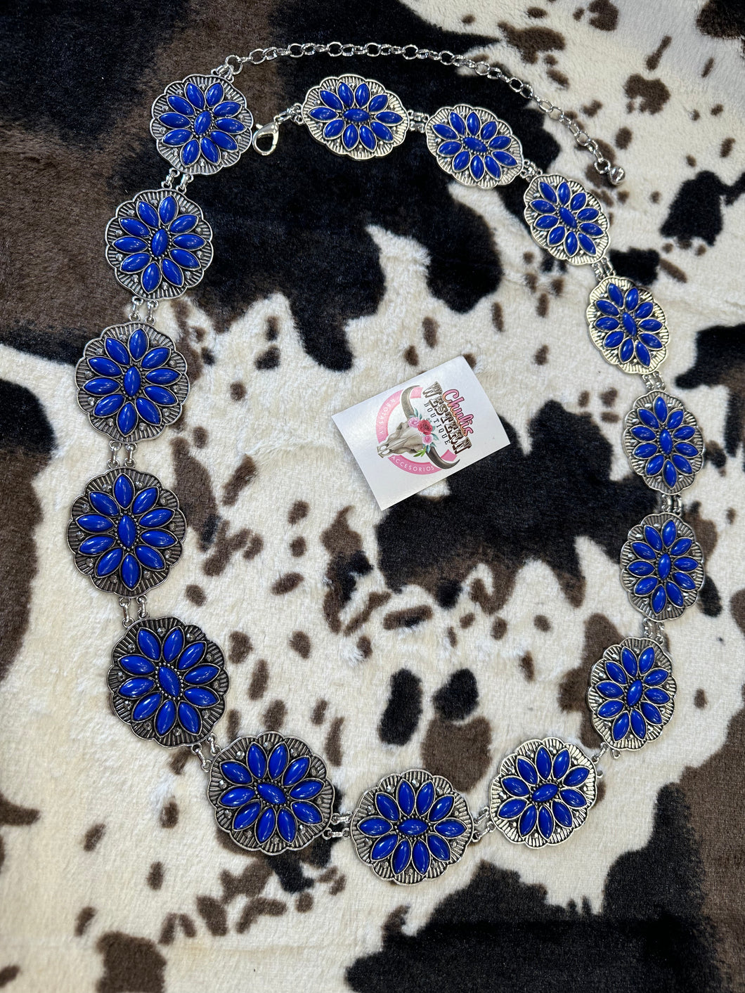 Royal blue chain belt