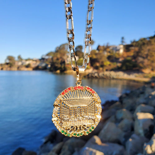 18k plated gold and silver chain and pendant
