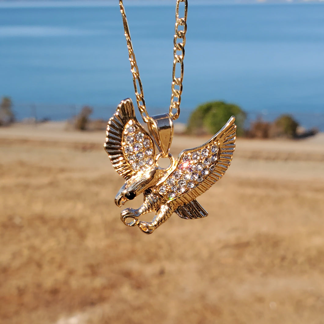 18k plated gold chain and pendant águila