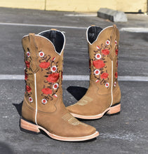 Load image into Gallery viewer, 0001 Est Estela tan in roses 🔥 women boots square toe