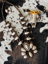 Load image into Gallery viewer, White Stone Squash Blossom Navajo and Earrings Set