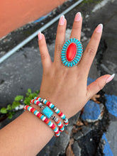 Load image into Gallery viewer, Red/Turquoise bracelets