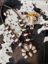 Load image into Gallery viewer, White Stone Squash Blossom Navajo and Earrings Set