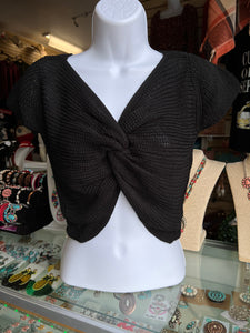 Black sweater knit top