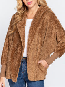HOODIE OVERSIZED FAUX FUR OPEN JACKET SIZE MEDIUM AVAILABLE