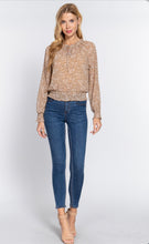 Load image into Gallery viewer, LONG SLV SMOCKED PRINT WOMEN TOP