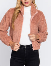 Load image into Gallery viewer, LONG SLV FAUX FUR ZIP-UP JACKET size Medium only