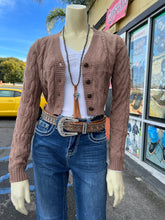 Load image into Gallery viewer, LONG SLV V-NECK CABLE SWEATER SIZE MEDIUM ONLY