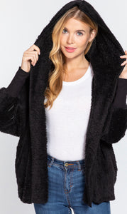 HOODIE OVERSIZED FAUX FUR OPEN JACKET SIZE SMALL AND MEDIUM AVAILABLE