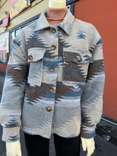 Load image into Gallery viewer, Grey Aztec Print Jacket
