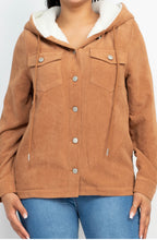 Load image into Gallery viewer, Corduroy Hoodie Buttoned Jacket