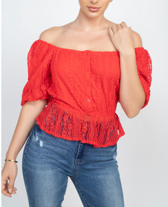 Lace off shoulder Top