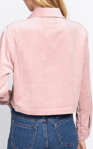 Pink Corduroy Crop Jacket Size medium and large