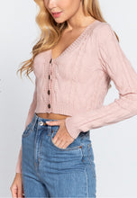 Load image into Gallery viewer, LONG SLV V-NECK CABLE SWEATER SIZE MEDIUM AND LARGE