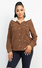 Load image into Gallery viewer, Brown Corduroy Hoddie Buttoned Jacket