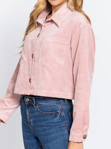 Pink Corduroy Crop Jacket Size medium and large