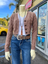 Load image into Gallery viewer, LONG SLV V-NECK CABLE SWEATER SIZE MEDIUM ONLY