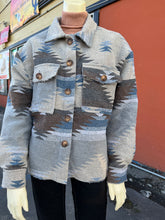 Load image into Gallery viewer, Grey Aztec Print Jacket