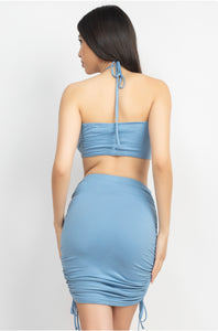 Halter top and ruching skirt