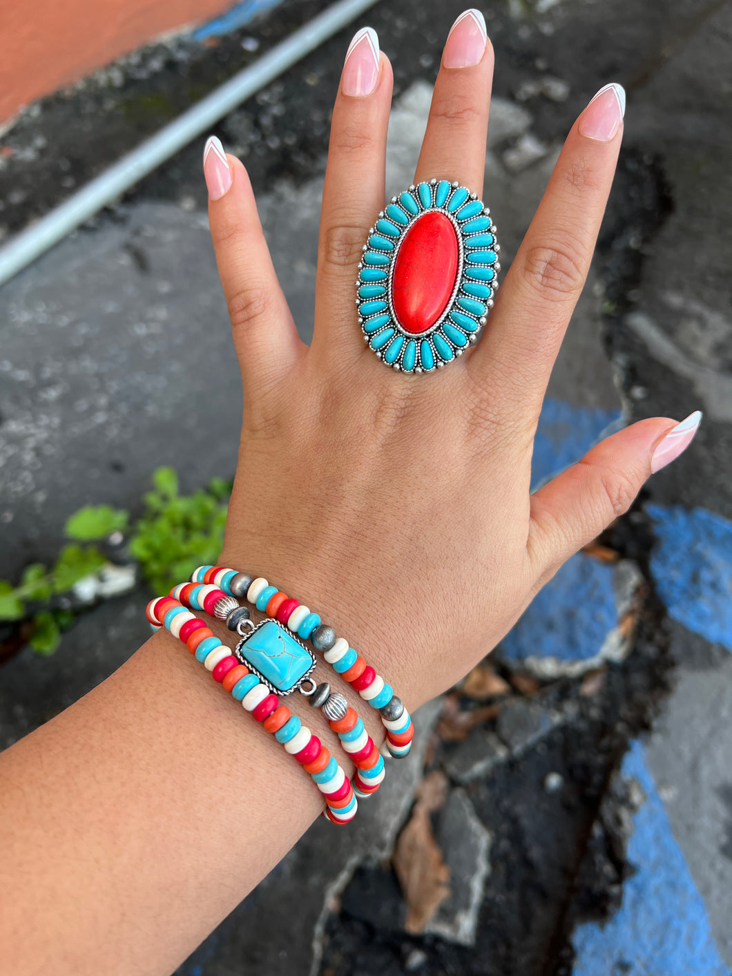 Red/Turquoise bracelets